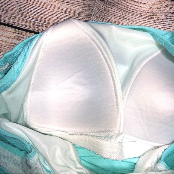 Lands' End Clear Aqua Textured High Neck Tankini Top Size 6 - Picture 5 of 10